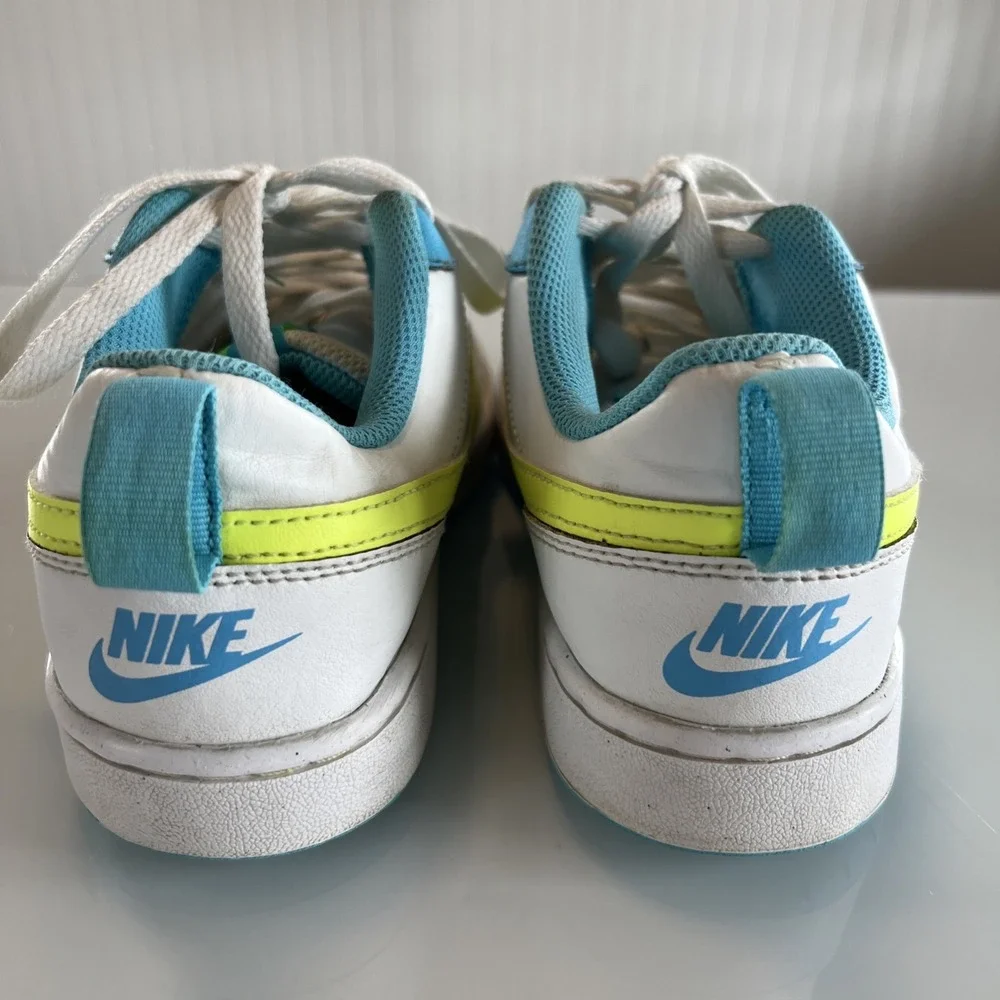 Nike Court Borough Low 2 GS Shoes‎ Size 6Y / Women 7.5 White Volt Blue